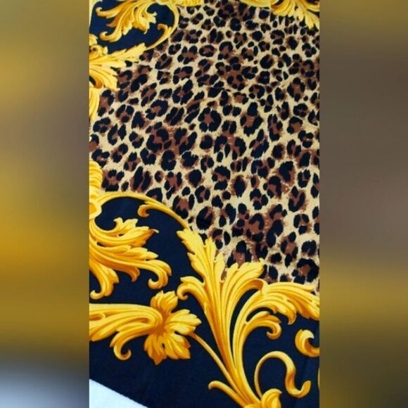 Escada Animal Print Cheetah Lion Vintage Silk Scarf Foulard - Picture 13 of 16